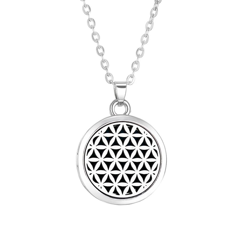 Tree of Life Alloy Stainless Steel Locket Pendant Aroma Diffuser Necklace