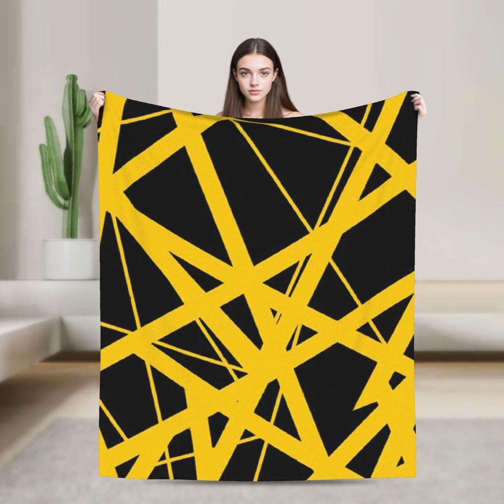 Warm Cozy Blankets Plane Travel Van Halen Blue Rock Stripes Throw Blanket Graphic  Bedspread For Sofa Home
