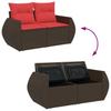 4 Piece Garden Sofa Set with Cushions Brown Poly Rattan
