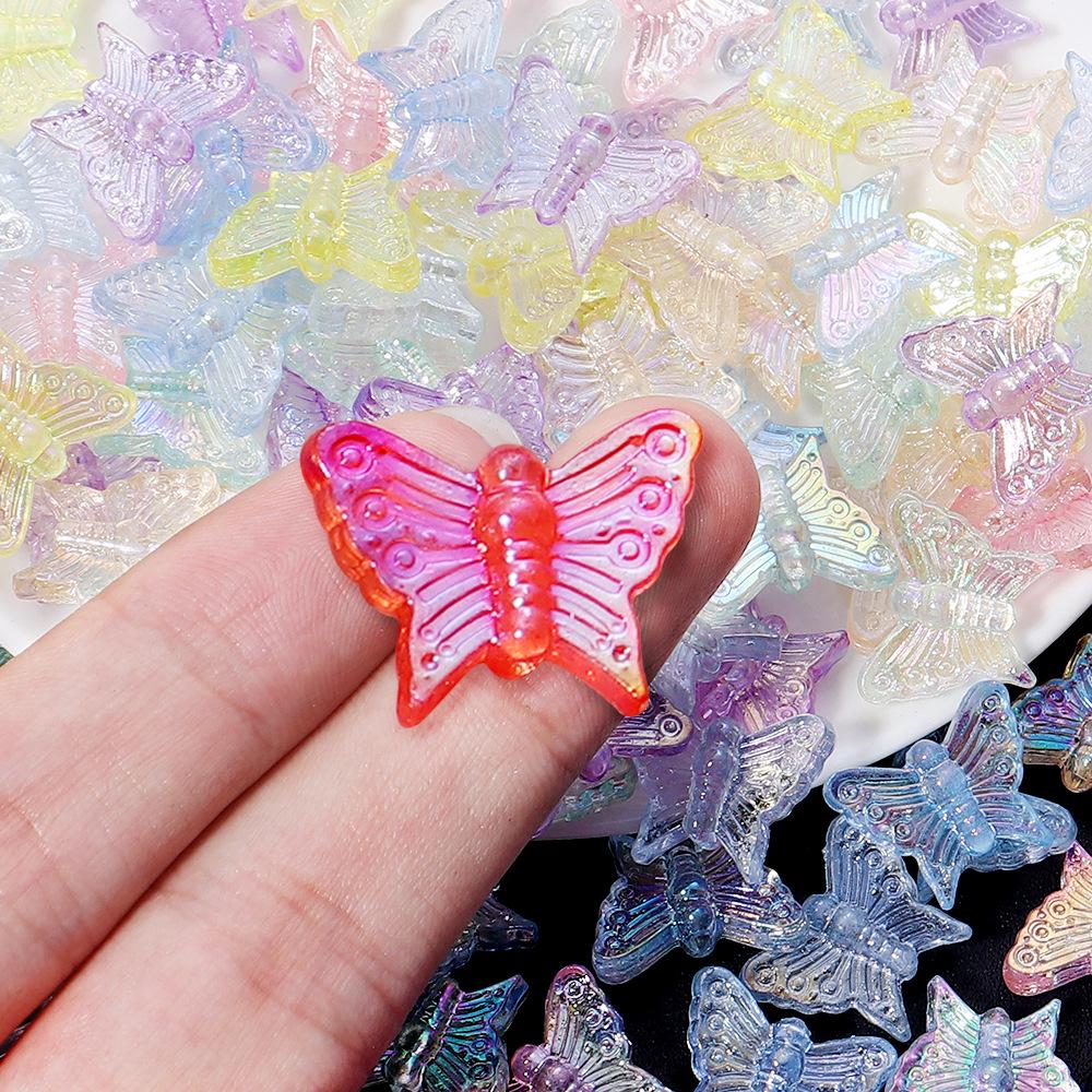 50-Pack Acrylic Colored Transparent Butterfly Beads for DIY Phone Chains