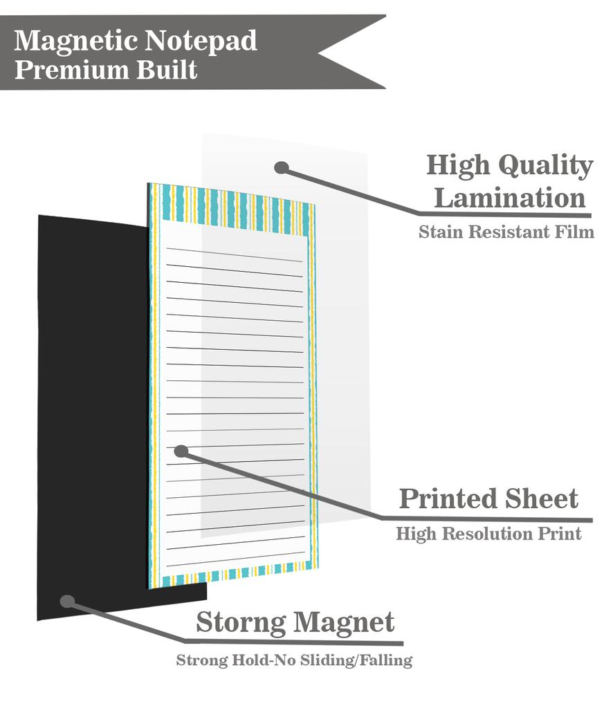 Inkdotpot Pack of 6 Funny Magnetic Dry Erase List For Fridge, Wipe Clean W NoStain, Quick Notes Shopping & Grocery List Whiteboard for Fridge