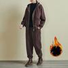 Autumn and Winter Plus Velvet Thickened Large Size Literary Casual Suit Women's Loose and Thin Sports Suit Two-piece Suit