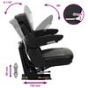 Tractor Seat with Suspension Black 60 x 58 x 72 cm Steel and PVC