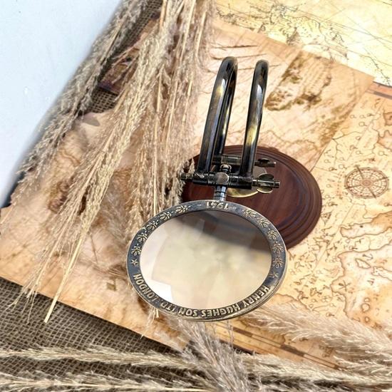 Magnifying Glass with Wooden Stand Movable Lens, Customize Handmade Nautical Desk Decor Magnifying Glass, Map Reader