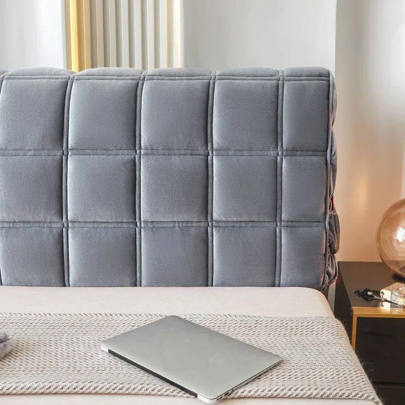 Роскошный супермягкий плюшевый стеганый чехол на голову кровати, универсальный бархатный защитный чехол на спинку кровати, утолщенный стеганый чехол на изголовье кровати