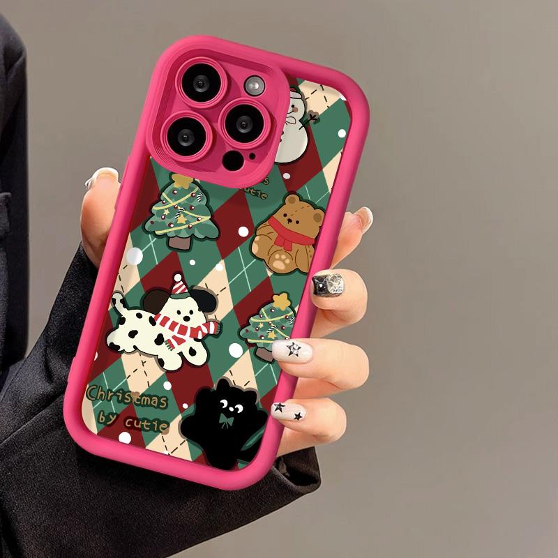 Рождественский чехол для iPhone 11 13 12 14 15 16 Pro Max XR XS Samsung A15 A55 A05 Redmi 12 13C OPPO A16 A18 A60 Reno 11 Vivo Y17S Y12 infinix note