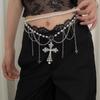 Acrylic Beads Y2K Silver Waist Chain Adjustable Crystal Tassel Waistband  Waist Seal