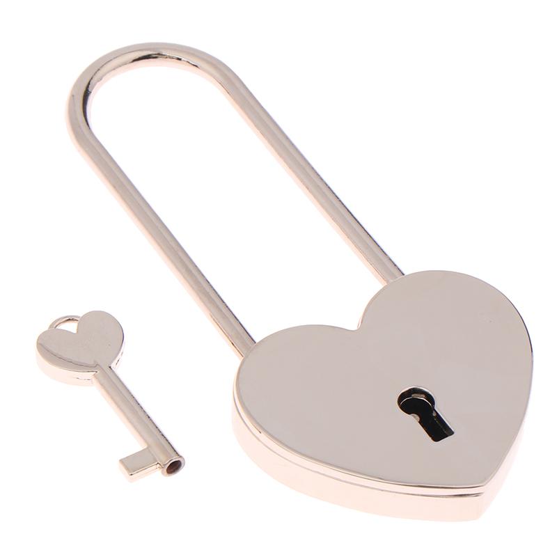 1 Set Metal Heart Shaped Padlock Antique Style Love Lock Set With Key Wedding Valentine'S Day Gifts Couple Wishing Lock