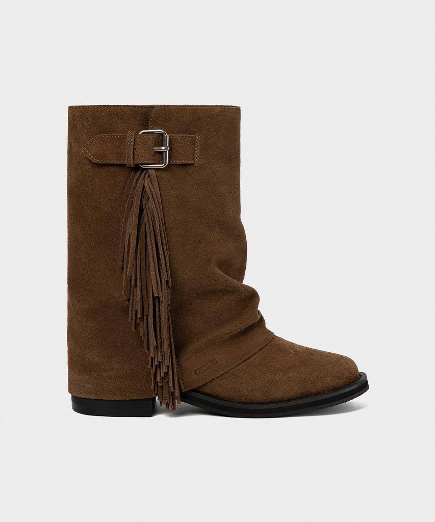 Khiho Freya Fringe Mid Boots Brown