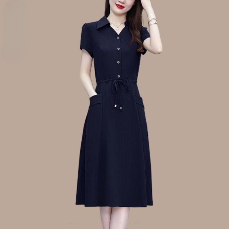 Модное летнее платье для мам, свободного кроя, с завязками на талии, элегантное и стройнящее для женщин среднего возраста