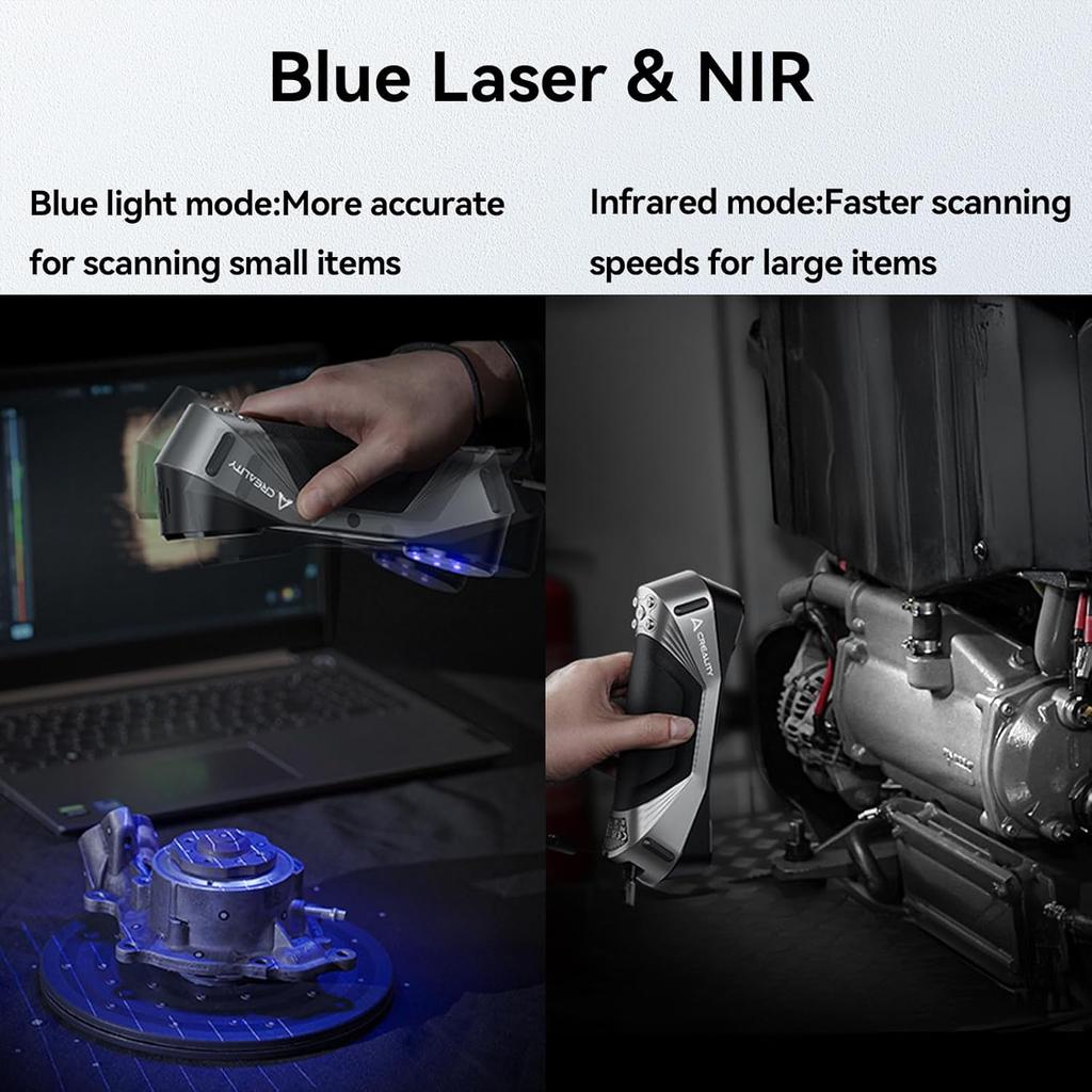 3D-сканер Creality CR-Scan Raptor, синий лазер и ИК-излучатель 60 кадров в секунду, точность 0,02 мм, 24-битный цвет