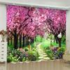 Природа Пейзаж Розовая вишня Цветок Дерево Сад Оконные Шторы Для Гостиной Детская Спальня Ванная Кухня Дверь Домашний Декор 2 Шт.