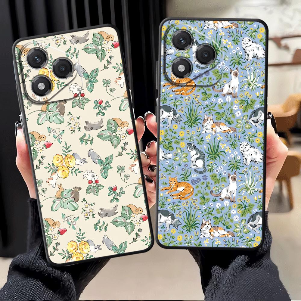 Чехол для Honor X5b 200 400 Lite X9a X8 90 X6 70 X7 Magic5Lite 8X Funda Чехол для телефона Мультяшные Цветы Животные