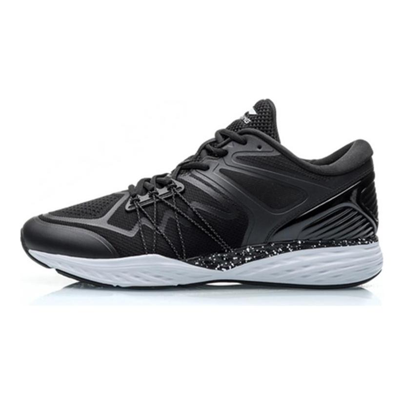 Li Ning Амортизирующие Нескользящие Износостойкие Низкие Беговые Кроссовки Мужские Черно-Белые ARHP233-1