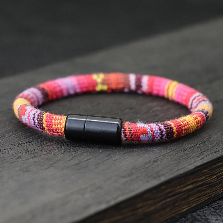 Богемный ручной браслет из веревки для мужчин и женщин, этнический стиль, модель для пары, красочная ткань, BFF, подходящие украшения