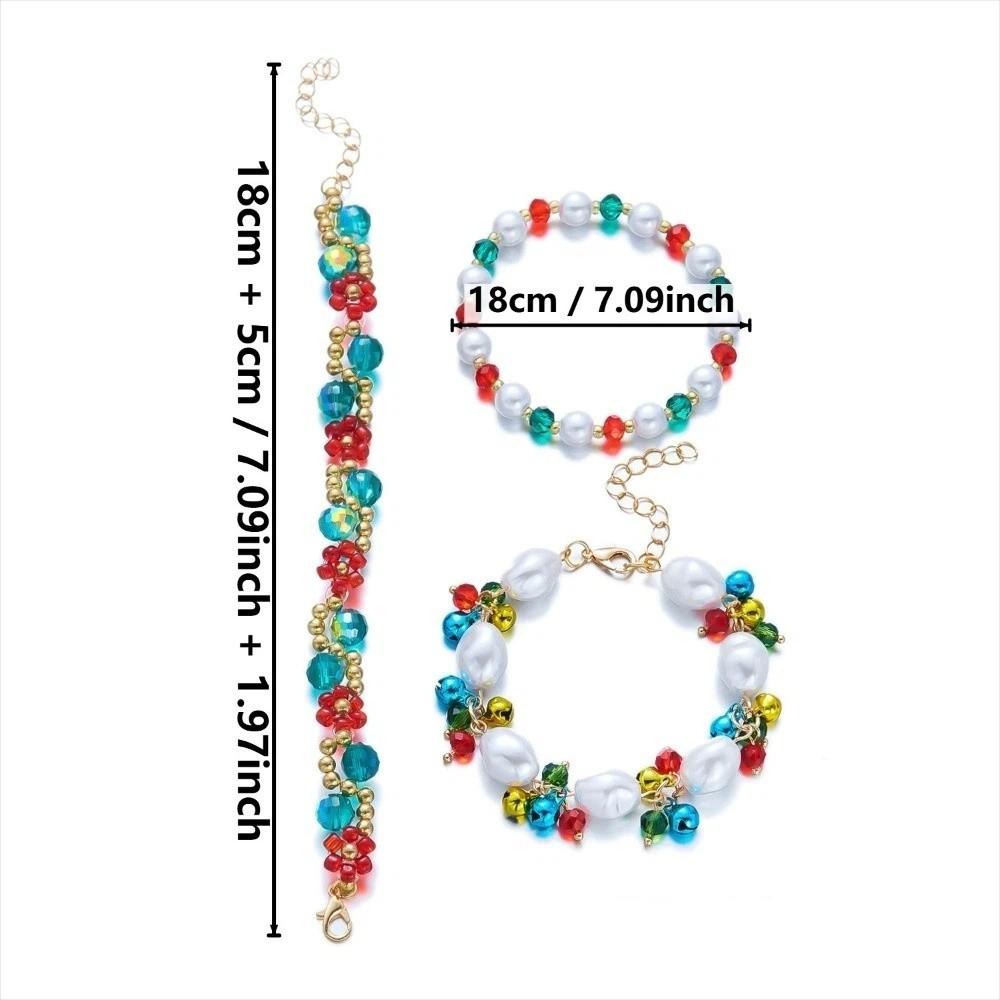 Layered Christmas Bracelet Set Multicolor Stackable Bracelets Sweet Beaded Hand Chain Daily Use