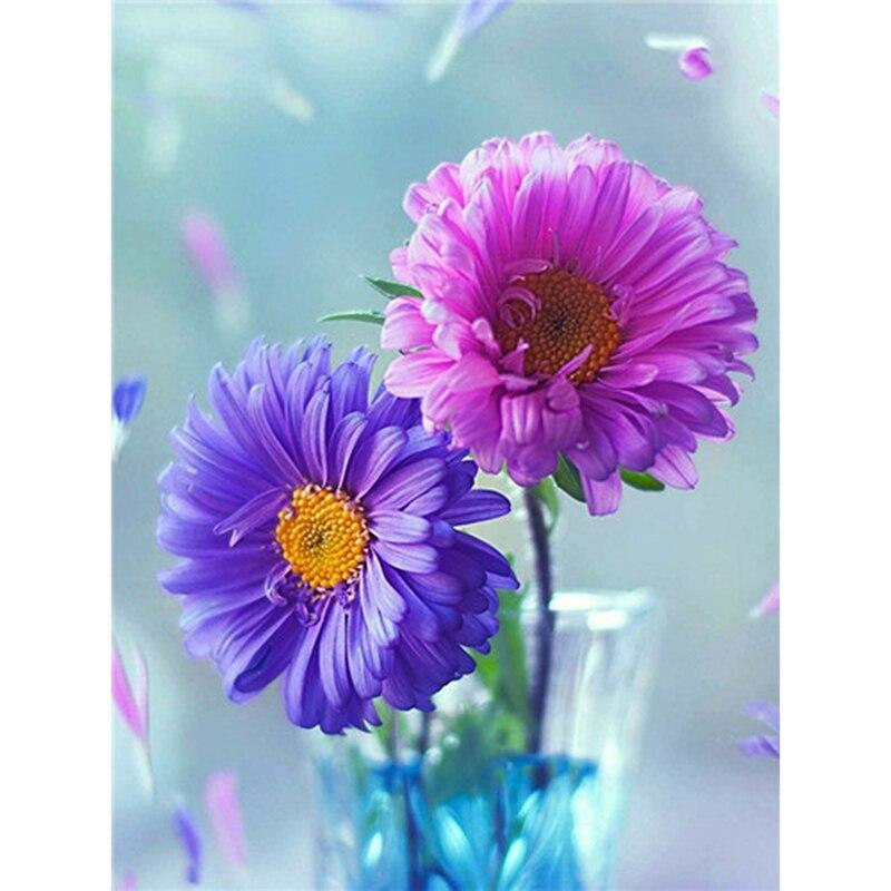 DIY цветок 5D алмазная живопись вышивка крестом полный круглый стразы сиреневый лавандовый бриллианты хобби домашний декор