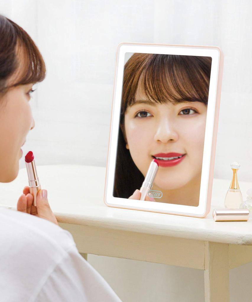 Зеркало Toffy Beauty LED с яркой подсветкой TB06-LM3 (розовый)