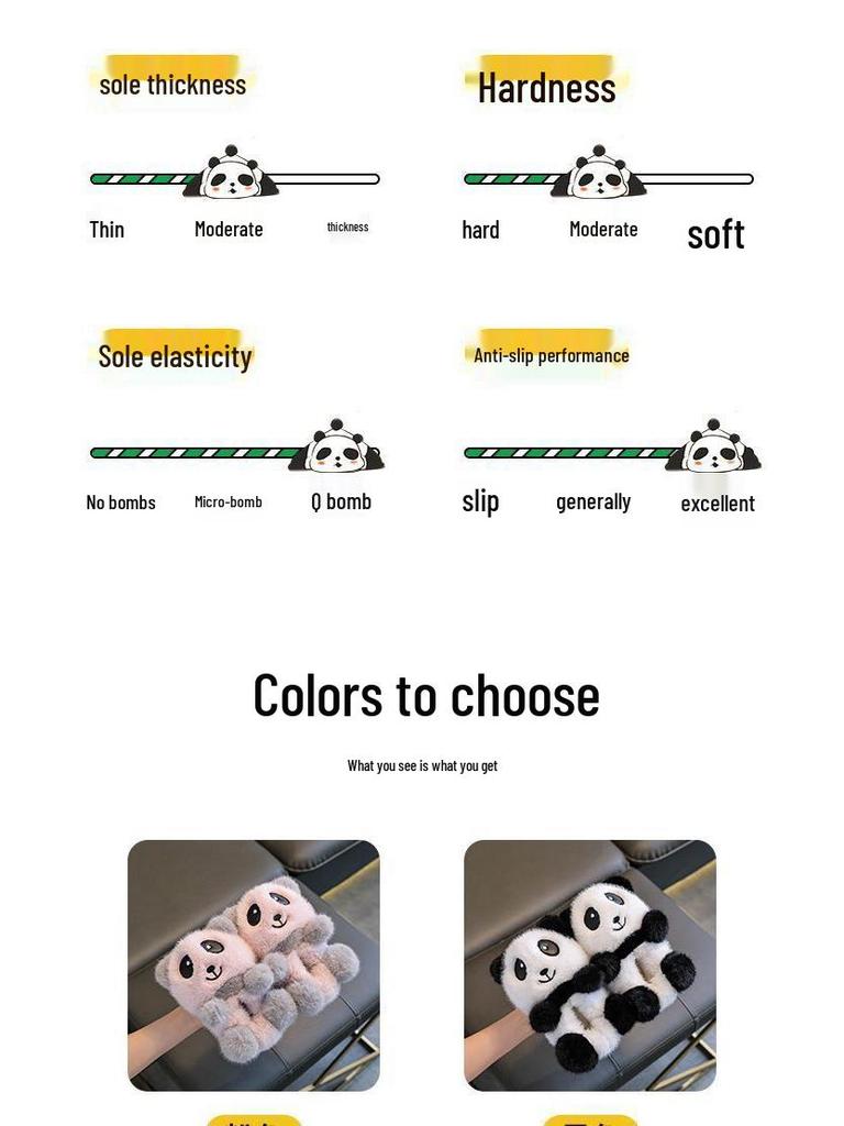 Детские Мультяшные Пушистые Тапочки с Пандой для Мальчиков и Девочек - Теплые Хлопковые Домашние Туфли