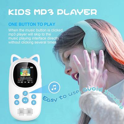 MP3-плеер 32 ГБ для детей, с Bluetooth 5.0, FM-динамиком, диктофоном, до 128 ГБ, в комплекте шнурок и наушники