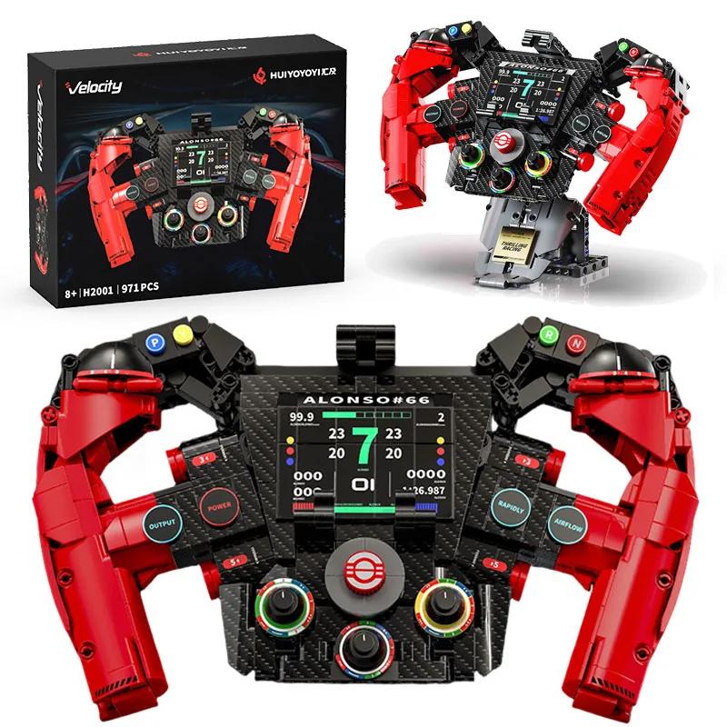 Moc Racing Car Steering Wheel Holder Building Blocks Home Decoration Vehicle Steering Wheel Toy Creative Birthday Gift