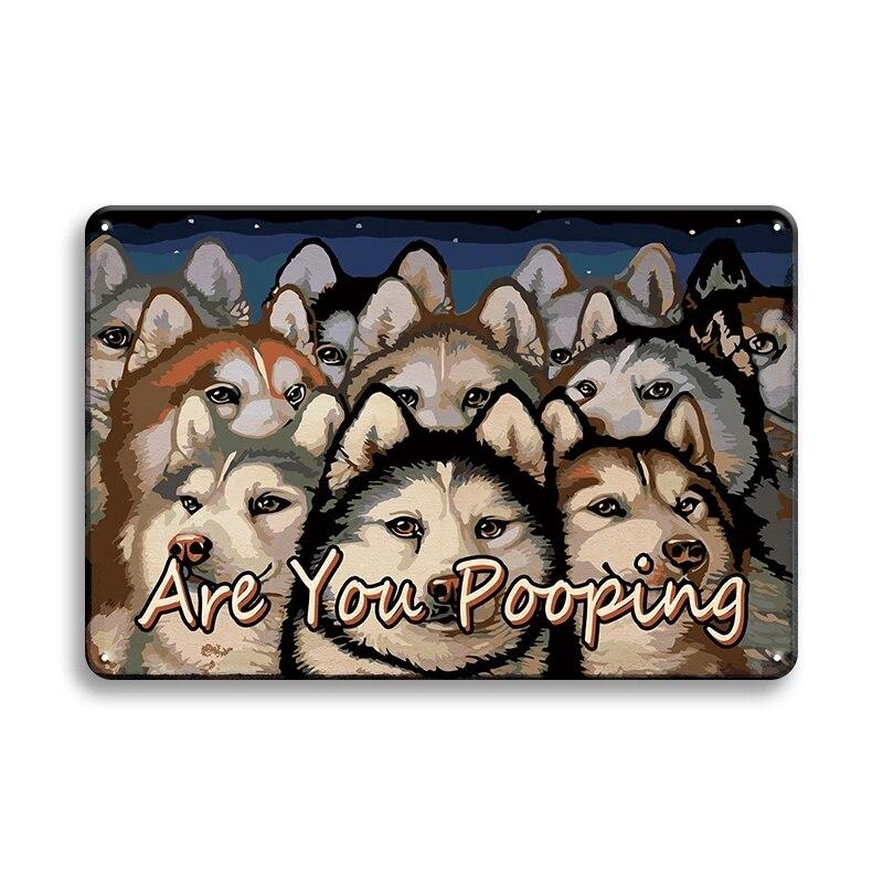 Retro Funny Tin Sign Beware Guard Dalmatian On Duty Cute Pigs Novelty Metal Sign Bathroom Decor Wall Art Posters Wall Decor Gift