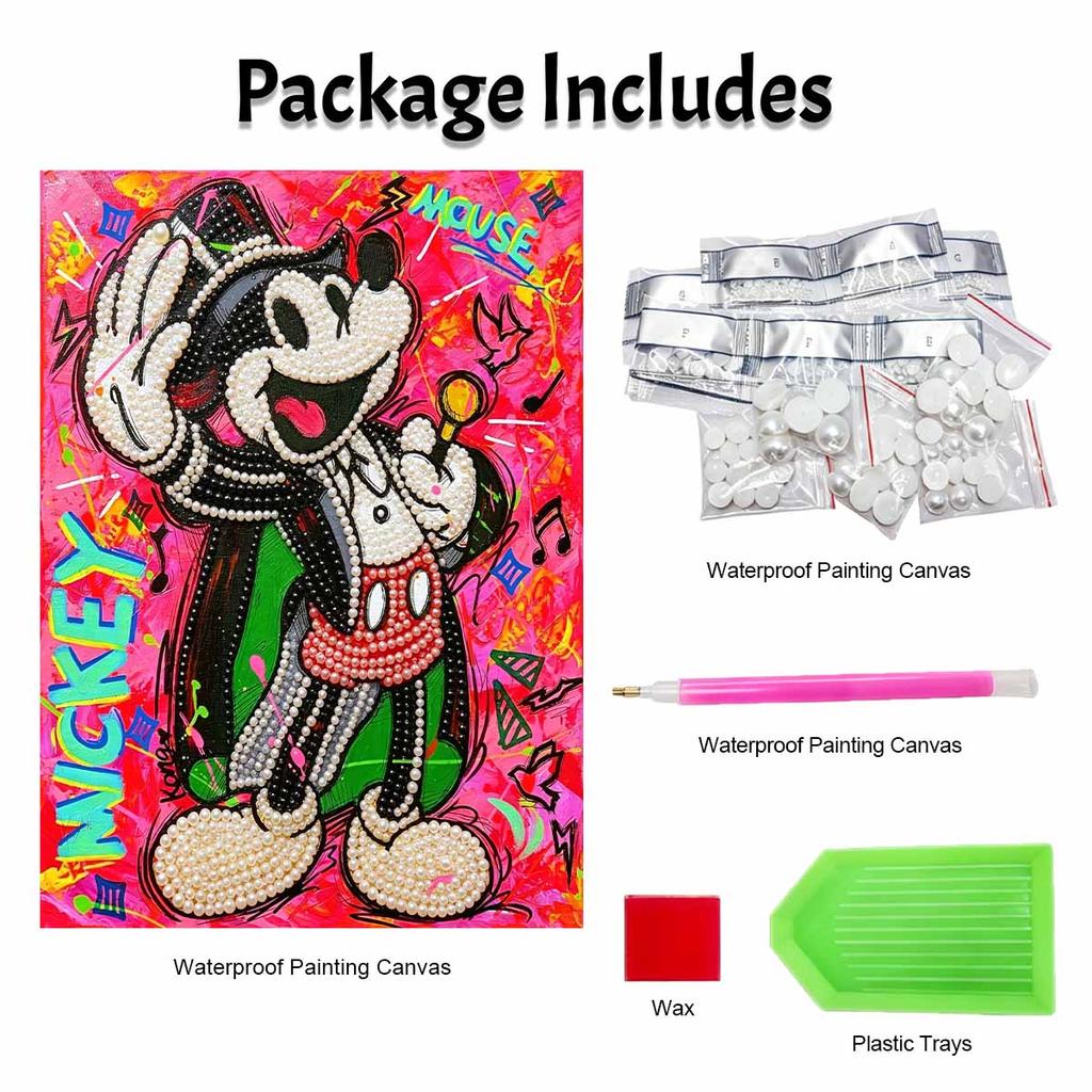 Disney Mickey Mouse pearl painting handmade diy pearl art painting vibrant pop art simple living room hanging painting decoration