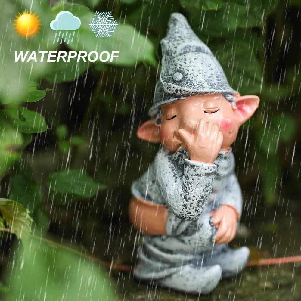 Grey Gag 4.7 Inch Dwarf Elf Figurines Gnome Statue Pooping Garden Tree Decoration