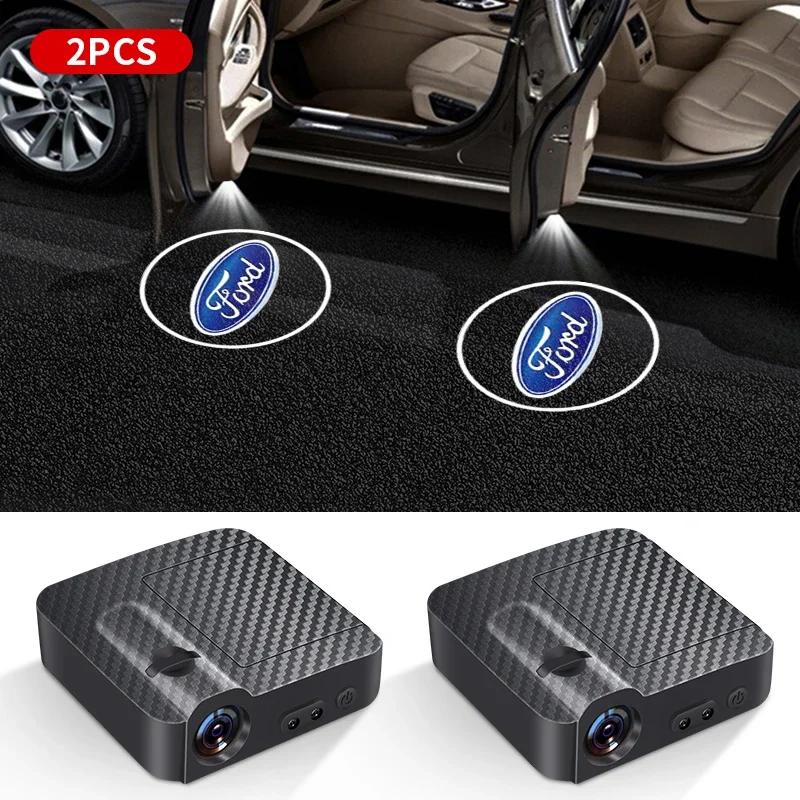 Car Sticker 2Pcs LED Car Door Lamp Projector Light Welcome Logo Laser Automobile Ghost Shadow For Ford Kuga Fiesta EcoSport MK M