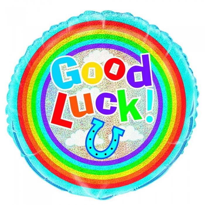 Unique Party Good Luck Round Prismatic Foil Balloon