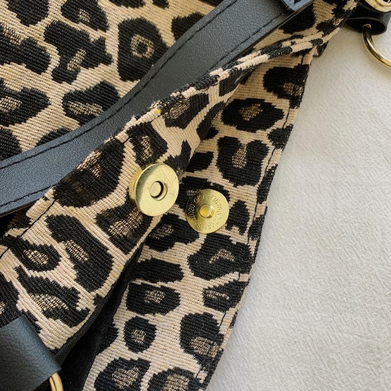 Женская сумка-тоут с леопардовым принтом, большая вместимость, на плечо, зимняя мода, вельветовая сумка