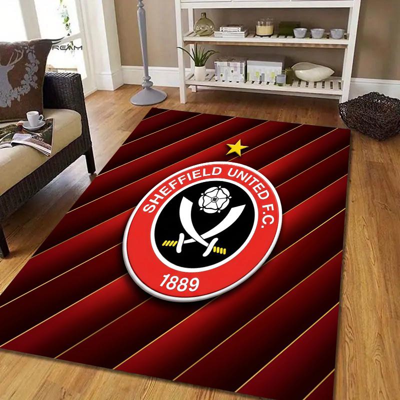 Sheffield United Flannel Pattern Square Carpet,Area Rug,Carpet Rug for Living Room Bedroom Sofa Playroom Decor,Non-slip Floor Mat