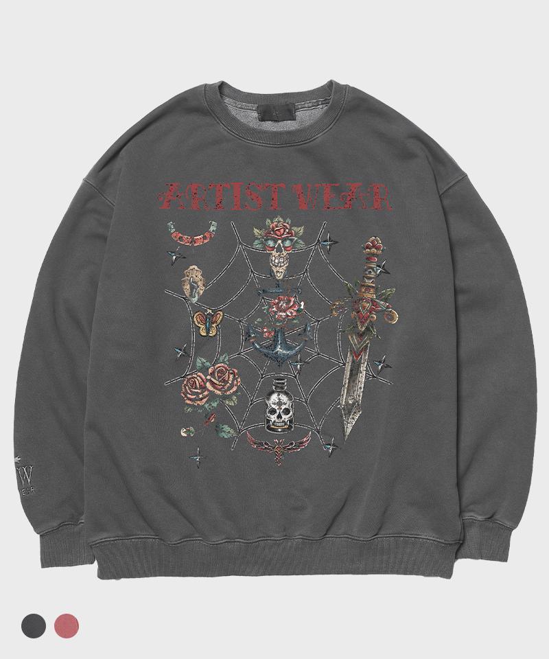 ARTISTWEAR [Atw] Винтажная школьная толстовка с пигментной печатью