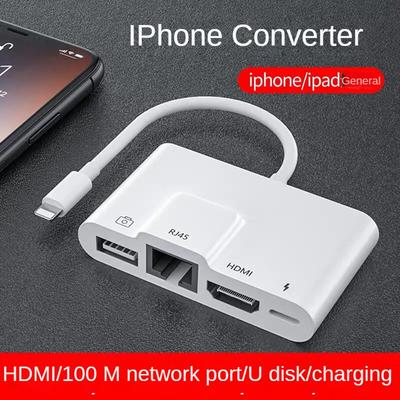 Конвертер сетевого кабеля мобильного телефона Apple, подключение Ipai к адаптеру Ethernet, подключение iPhone к ТВ-проекции с одним и тем же экраном