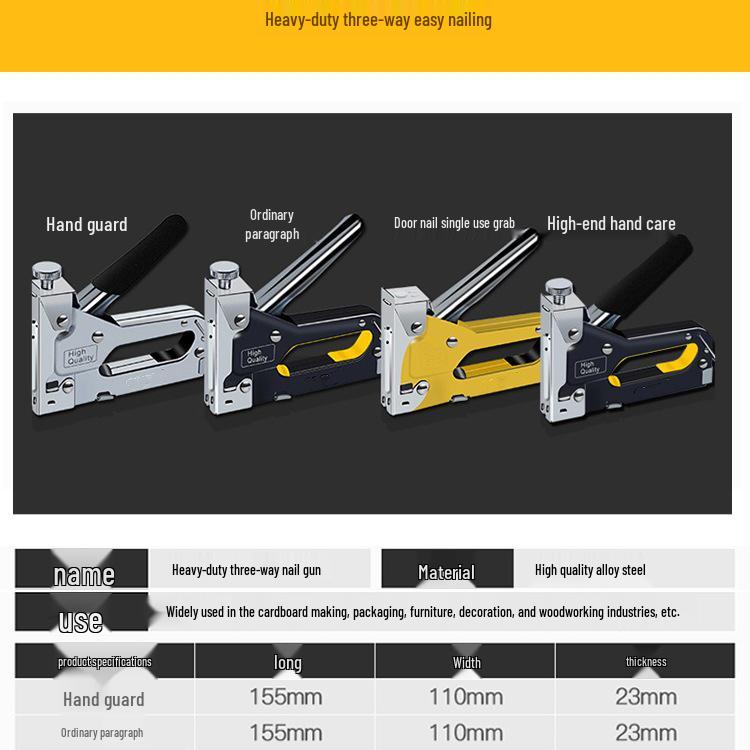 Three-in-One Manual U-Shaped Brad Nailer for Carpentry and Home Use
