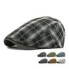 Клетчатый берет женский Мужской британский ретро прогрессивный картуз Кепка с козырьком