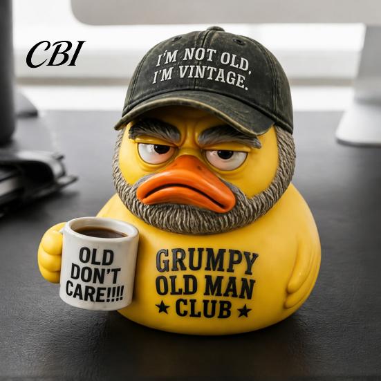 Trendy Desktop Figurines Grumpy Duck Figurine, Humorous Animal Sculpture, Vintage Sarcastic Resin Desk Decor Unique Personality Gifts for Men