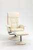 Relax Armchair Reclining up to 135 degrees with Swivel Seat and Footstool Pouf, 78x84x110cm, Cream