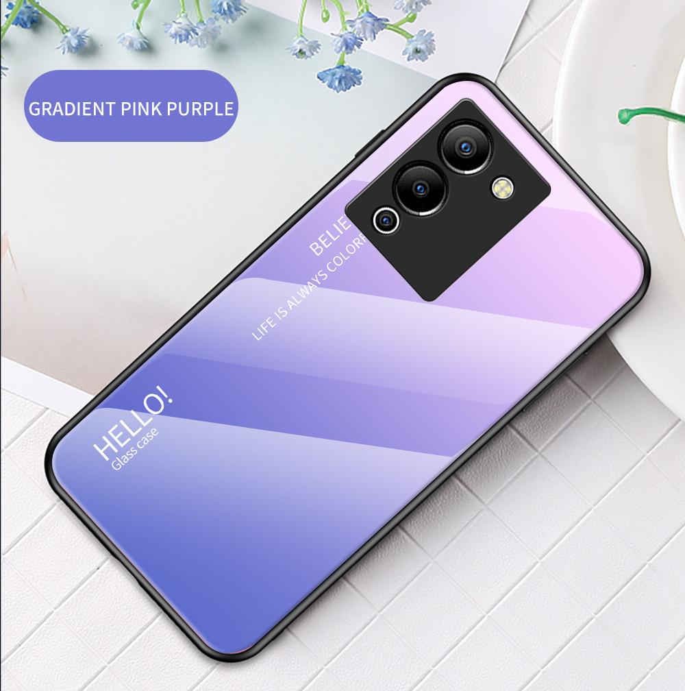 Чехол для Infinix Note 10 11 Pro 12 11s Hot 8 10s 11 11s 9 10 11 Play 30i Smart 4 5 6 7, чехол с градиентом Aurora, закаленное стекло, мягкая рамка, задняя крышка, чехол для телефона