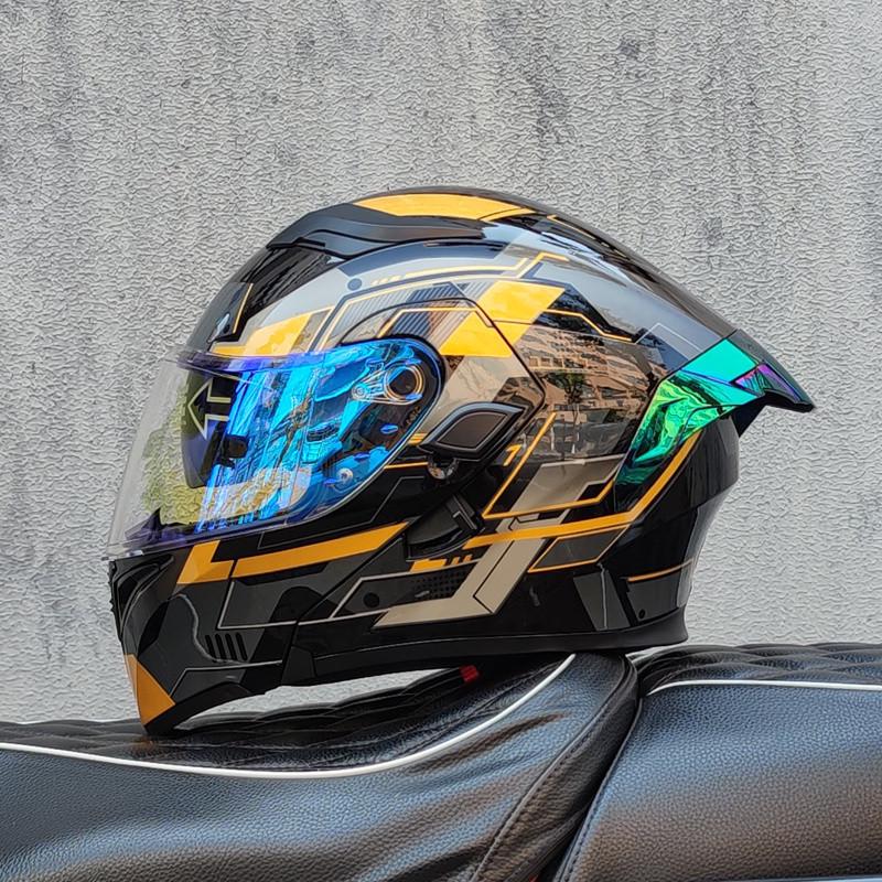 E5GOrz Откидной Мотошлем для Мужчин и Женщин – Интеграл, Всесезонный со Слотом для Bluetooth, Большим Задним Спойлером, Сертифицирован 3C