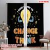 2pcs 2D Flat Printing Curtain Power Change How Think Polyester Without Electricity Birthday Party for Holiday Family Portraits