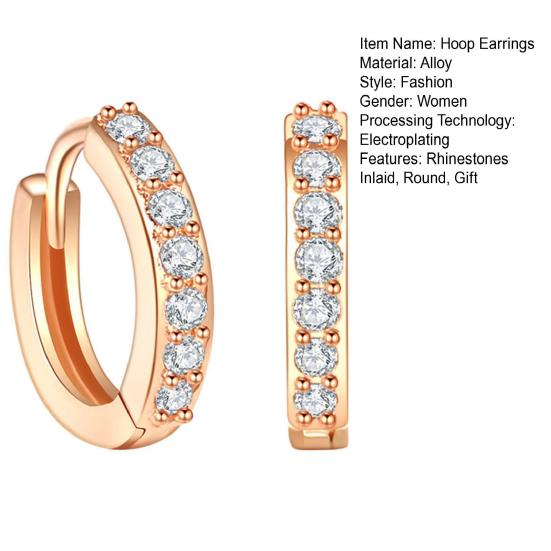 1 пара элегантных женских серег-колец, блестящие серьги с инкрустацией стразами, круглые серьги для пирсинга, вечерние ювелирные изделия, подарок