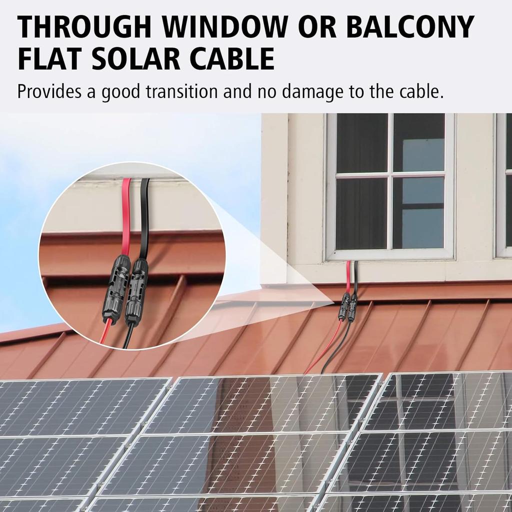 JMUYTOP 12AWG Solar Panel Cable 4mm2 Flat Solar Photovoltaic Cord 30A window Balcony Solar Wire For ecoflow/Anker/allpower