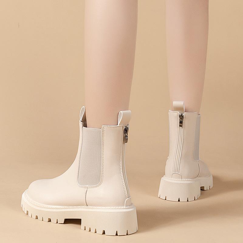 Новые женские ботильоны Челси Мотоциклетные ботинки Зимняя мода Готическая повседневная обувь Плоские туфли