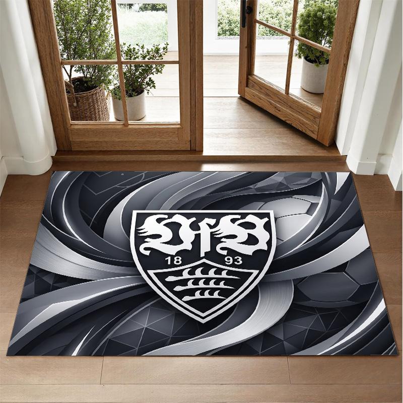 VfB Stuttgart Football Design Crystal Velvet Rug Soft Decorative Mat for Bedroom Entrance
