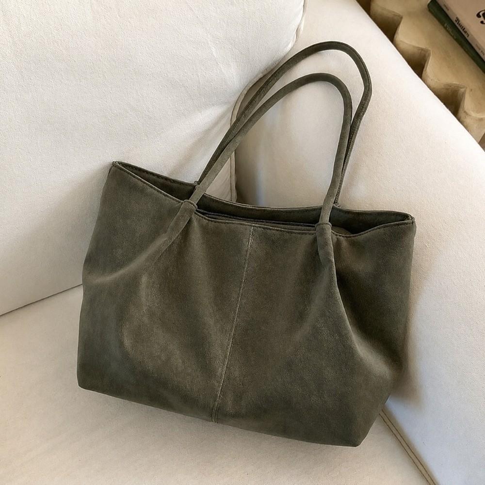 Soft Large Capacity Handbag Leather Shopper Underarm Bag Versatile Suede Shoulder Bag Casual Use