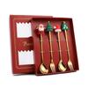 4PCS Christmas Spoon Fork Set Stainless Steel Santa Christmas Tree Shaped Decor Tableware for Home