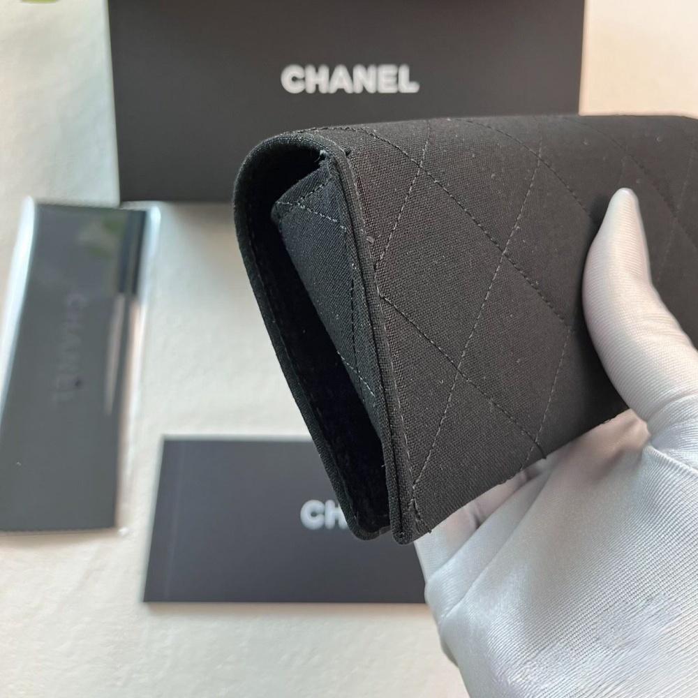 Chanel Черный Стеганый Тканевый Футляр для Очков