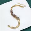 Fashion Jewelry Cuban Chain Double Gold Stainless Steel Healing Natural Gravel Bead Bracelet Women