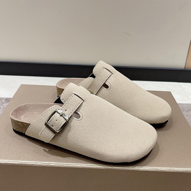 2024 европейские и американские большие полутапочки баотоу для женщин, носящих весну и лето, женские тапочки с плоской подошвой